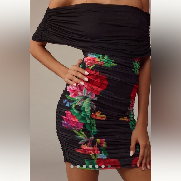Anthropologie NWT AFRM Off-The-Shoulder Slim
Mesh Mini Dress size S. - Picture 5 of 16